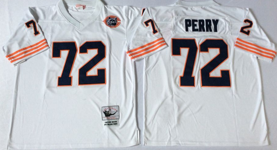 Men NFL Chicago Bears 72 Perry white style2 Mitchell Ness jerseys